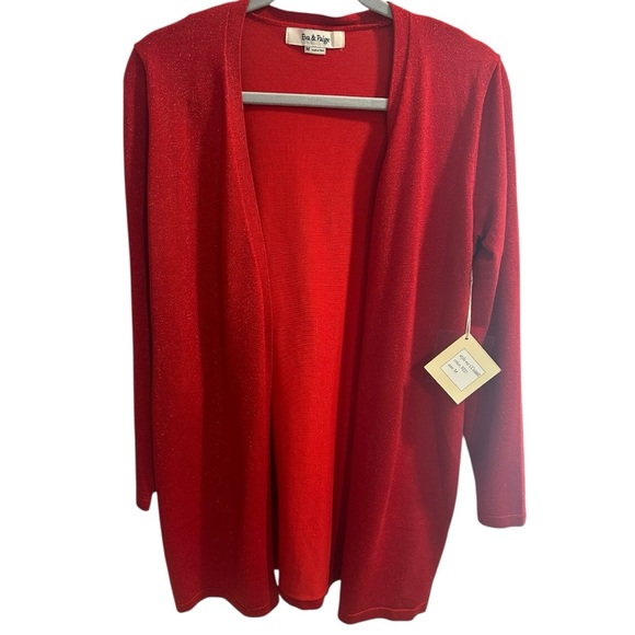 NWT Metallic Red Long Cardigan Sweater Size Medium - Picture 1 of 6